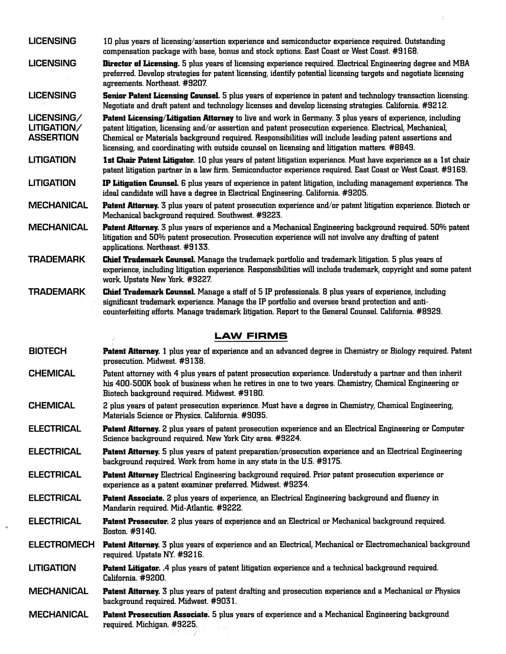 What Recession? Patent Attorney Job Postings